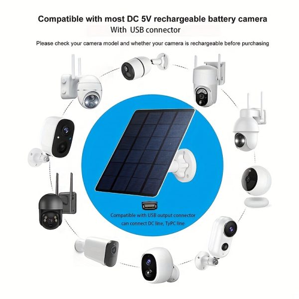 360° Rotatable Solar Charging Panel for Security Cameras & Outdoor Lights - 3W/5V, USB Compatible, Detachable Design