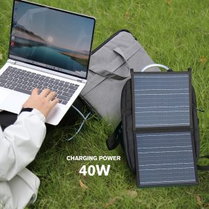40W Portable 2-fold Solar Panel, Foldable Solar Panel Battery Charger for Portable Power Station Generator, USB Port -12V Output+DC Direct Output (18V Output), Used for Camping RV Trips