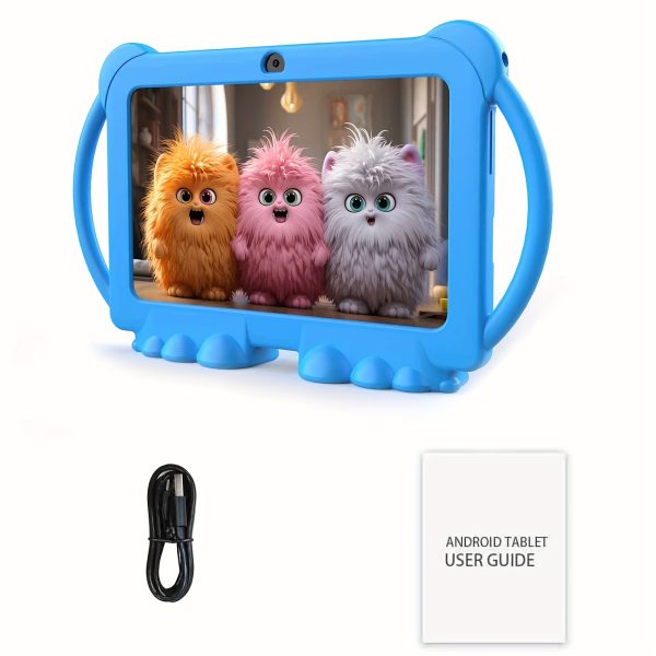 PEICHENG 7-Inch Tablet, Version with 2GB RAM And 32GB Storage, Android 12, Wifi, Dual Cameras, Parental Control, Shockproof Case in Blue/Pink