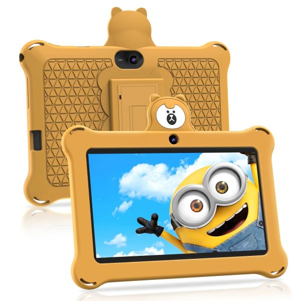 ROENLLCE 7-inch Android 13, 4GB (2g + 2g - memory expansion) RAM + 32GB ROM, cute bear appearance anti-fall protective case, support 1TB ROM memory expansion, 3500mAh battery, HD 1024 * 600IPS screen, dual camera, WIFI tablet