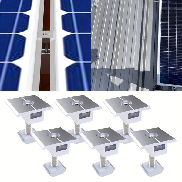 6pcs/12pcs Solar Panel Mounting Brackets Set - Photovoltaic System Aluminum Alloy Components with Block Clamp, T-Slider Nut for Efficient Stability - No Electricity Needed, Durable Material