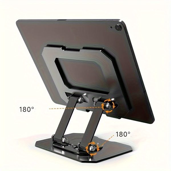 360° Rotating Metal Desktop Stand for Tablets and Phones - Adjustable, Foldable, Compatibility for Video Calls & Streaming, Video Call Stand | Modern Metal Stand | Rotating Mechanism, Tablet Holder Stand