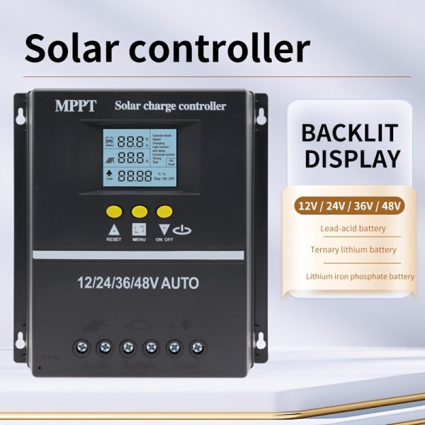 60A / 70A / 80A / 90A / 100A MPPT Solar Charge Controller, Supports 12V 24V 36V 48V LCD Display Battery Smart Controller, Dual USB Output for Phone Charging, Suitable for Lead-Acid/Lithium Batteries, Automatic Solar Charge Controller.
