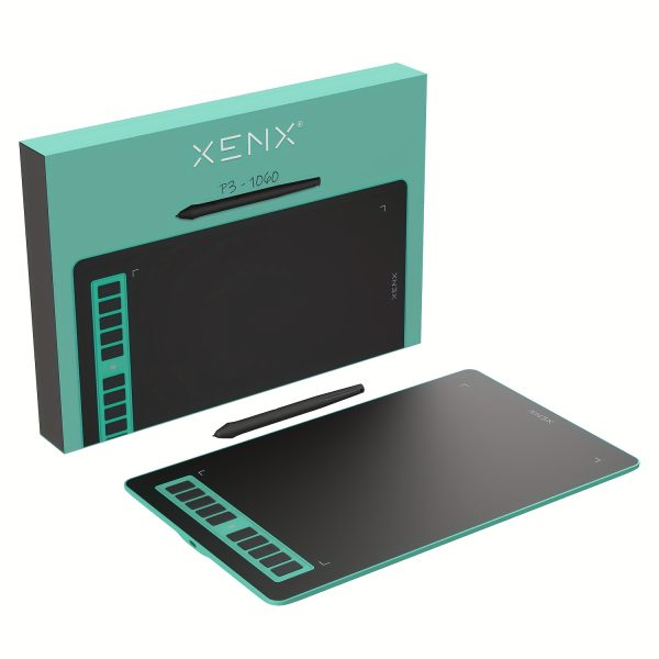 XENX P3-1060 Green Graphic Drawing Tablet, Featuring an 8192 Pressure-Sensitive Battery-Free Stylus And 10 Customizable Hotkeys, Suitable for Mac, Windows PC, And Android with a 25.4 X 15.8 cm Digital Art Tablet.