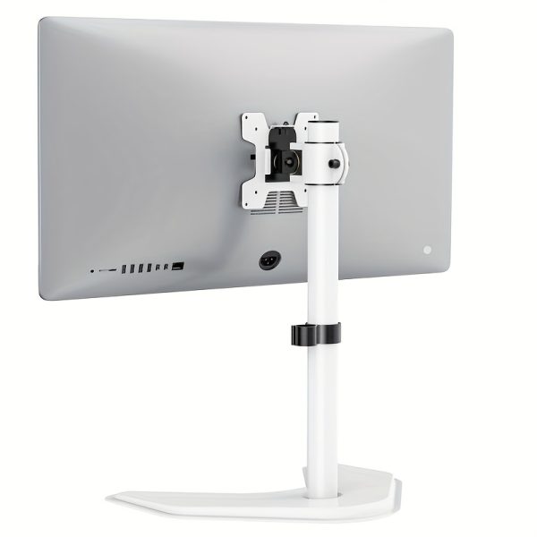 Adjustable White Standing Desk Stand for 190.5-254.0 cm Monitor - Durable Steel, Fully Rotatable, Tilt & Height Control, Ideal for Home or Office Setup, Office Desk Setup|Modern Desk Design|Durable Steel Stand, Monitor Stand