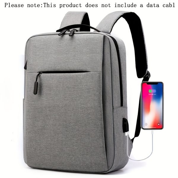 1pc Lightweight Business Laptop Backpack, 33.02/35.56/38.1 cm Computer Bag with USB Charging Port, Adjustable Straps, Zipper Closure, Polyester Lining, Wet Wipe Clean, Black Fabric Travel & Student Bookbag for Men and Women, Techfriendly Bag | Fabric Laptop Backpack | Secure Zipper Closure