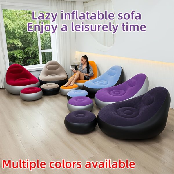 Multi-Color Inflatable Velvet Sofa - Portable, Ergonomic, and Easy to Clean - Perfect for Camping, Living Room, Office, or Bedroom - Red PVC & Microfiber Material - Foldable and Compact Design, Portable Seating Solution | Cozy Living Decor | Durable PVC Microfiber, Inflatable Furniture