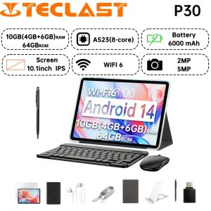 Teclast P30 Tablet Allwinner A523 8-core 1.8GHz/ 4GBRAM/64GB ROM/25.65cm 1280×800iPS/WIFI/6000mAh/Type-C/5MP+2MP Camera/Android 14)Keyboard,Accessories Bundle Case