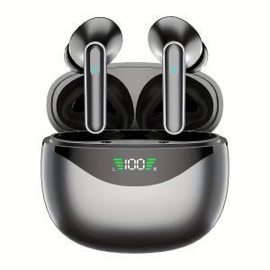 1 Pair LIFEBEE True Wireless Earbuds with Digital LED Power Display, TWS In-Ear Headphones with ENC Noise Cancelling, Built-in Condenser Mic, Sports Exercise Earphones with Deep Bass, Type-C Rechargeable Case, 300mAh Lithium Polymer Battery, Wireless Open-back Earphones for Adults