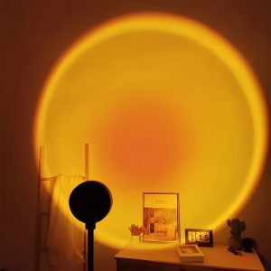 USB Sunset Projection Lamp - Romantic Rainbow Light Projector for Bedroom & Living Room Decor, Adjustable Brightness, Modern Plastic Design, Perfect for Photo Backdrops & Cozy Ambiance, Table Lamp for Bedroom