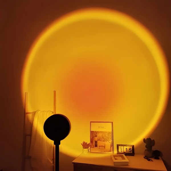 USB Sunset Projection Lamp - Romantic Rainbow Light Projector for Bedroom & Living Room Decor, Adjustable Brightness, Modern Plastic Design, Perfect for Photo Backdrops & Cozy Ambiance, Table Lamp for Bedroom