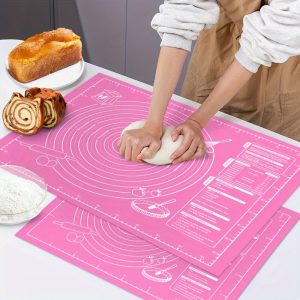 1pc EVA Non-Stick Reusable Baking Mat with Measurements, Food-Grade Dough Rolling & Kneading Pad for Bread, Candy, Cookies, Pastry - Kitchen Cooking Tool for Christmas, Halloween, Easter, Thanksgiving, Valentine'S Day