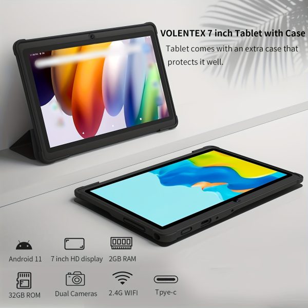 PRITOM 7-inch Android 13 Tablet with Protective Case, 4GB (2GB + 2GB Expanded) RAN 32GB ROM with Quad-Core Processor, Support for Memory Cards 1TB Expansion, HD IPS Display, Dual Cameras, Dual WiFi (2.4G + 5G), Tablet with Protective Case, New Tablet 2025
