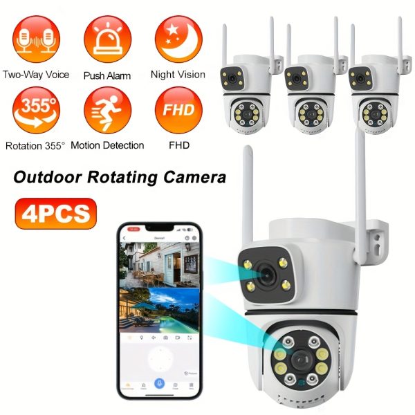 Dual-Lens HD Camera, Wifi Night Vision Camera, Home Security Wifi Camera, Panoramic Gimbal, Automatic Tracking, Person/Vehicle Detection, Night Vision, Spotlight, Two-Way Audio.