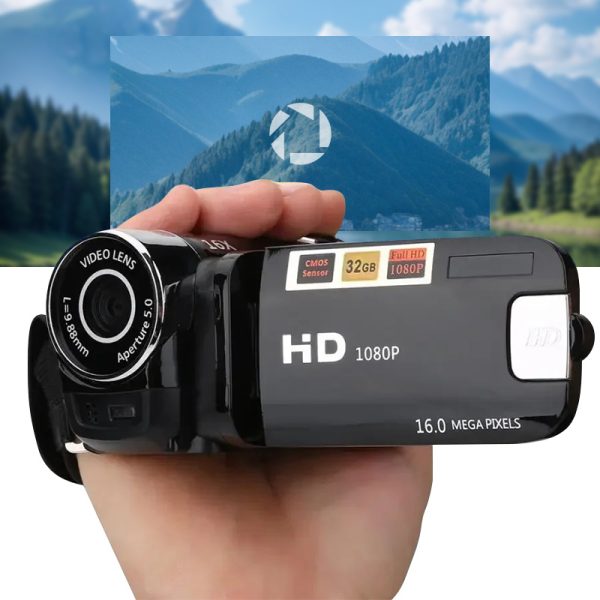 Family Outdoor Camcorder, DV90 Handheld Camera, 2.4-Inch 1080P Digital Camera, Portable Video Recorder with 16X Digital Zoom, Perfect for Outdoor Shooting, Travel Parties, Concerts, Includes Data Cable. No Charging Adapter Included, Great Christmas Gift.