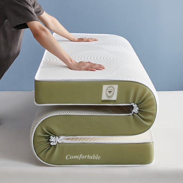 Orthopedic Memory Foam Mattress Topper - Soft, Breathable Polyester Cover with Circular Pattern for Single, Youngsters, and Adult Beds (0.9m to 1.8m) - Green and White Design, Sleep Quality Improvement | Modern Bedding | Breathable Fabric