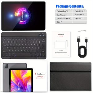 DT40 Tablet with MediaTek8183 8-Core, 6GB RAM, 128GB ROM, 1TB Expandable Storage, Fully Laminated Display, Keyboard, Android 12, 7000mAh Battery, Wi-Fi, 8MP+13MP Cameras, Type-C Port
