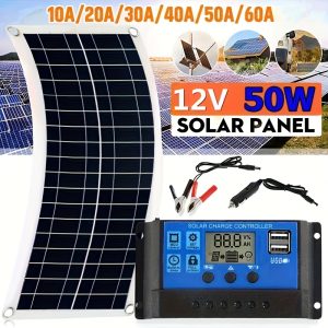 1pc Portable Solar Panel Kit, 12V18VUSB Charging Interface Solar Panel, Solar Cell with Controller, Suitable for Solar Light Power Accessories, Fans, Small Battery Chargers, Outdoor Travel Camping