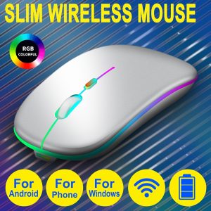 Wireless Mouse With RGB, Rechargeable And Ergonomic Design, Suitable For PC/laptop With Windows/iPad System, Featuring LED Backlight And Wireless 5.2 Function.