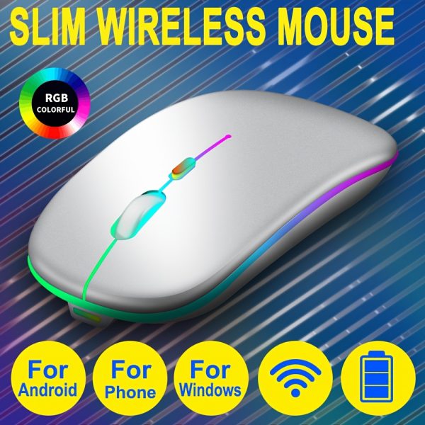 Wireless Mouse With RGB, Rechargeable And Ergonomic Design, Suitable For PC/laptop With Windows/iPad System, Featuring LED Backlight And Wireless 5.2 Function.