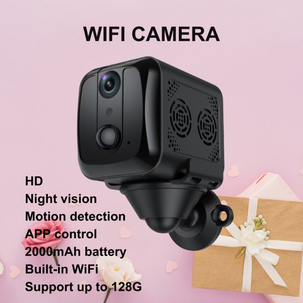 720P HD WiFi Indoor Security Camera with Clear Night Vision, Motion Detection, APP Control, 30-Day Battery Life, Cloud & SD Storage (TF Card Not Included)
