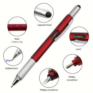 7in 1 Stylus Screwdriver Set Multi-function Ballpoint Pen with Modern Handheld Tool Measure Technical Ruler Screwdriver Touch Screen Stylus Spirit Level for Computer Repair Tools Phone Repair Student Gift