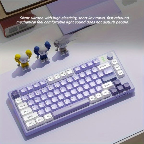 EWEADN V75 Wireless Gaming Keyboard, RGB Backlit, Ergonomic Design, Silent Keys, BT5.0/2.4GHz, 75% Compact Layout, Multimedia Control, USB-C Charging, Rechargeable Lithium Polymer Battery, for Windows/Laptop - Purple