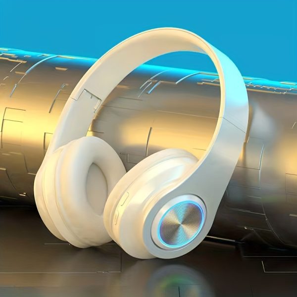 B39 Light Emitting Wireless Headphones, Colorful LED Lights Comfort Over Ear Foldable Headset With Built-in Microphone, FM, SD Card Slot, Wired For School/Tablet Computer/PC/TV/Cellphones/Travel Gift For Birthday/Easter/Boy/Girlfriends