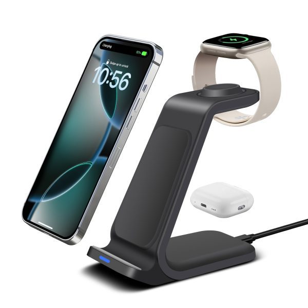 3 in 1 Wireless Charger Station for iPhone 16 15 14 13 Pro/Pro Max Wireless Charging for iWatch Ultra 2/10/9/8/7/6/5 Airpods Pro 2/3/4 Charger Dock