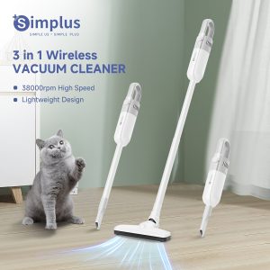 Simplus 3-in-1 Cordless Vacuum Cleaner with HEPA F8 Filter, Type-C Charging, Lightweight Design (0.85kg), Quiet Operation, Ideal for Floors & Carpets, Includes Dust Brush & Narrow Crevice Tool
