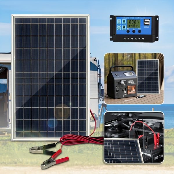 18V Solar Panel Kit with 60A/80A/100A Controller - USB 5V Charger for Power Banks, Camping, Hiking, Cars, Boats, Phones, Street Lights & More, Garden Houses