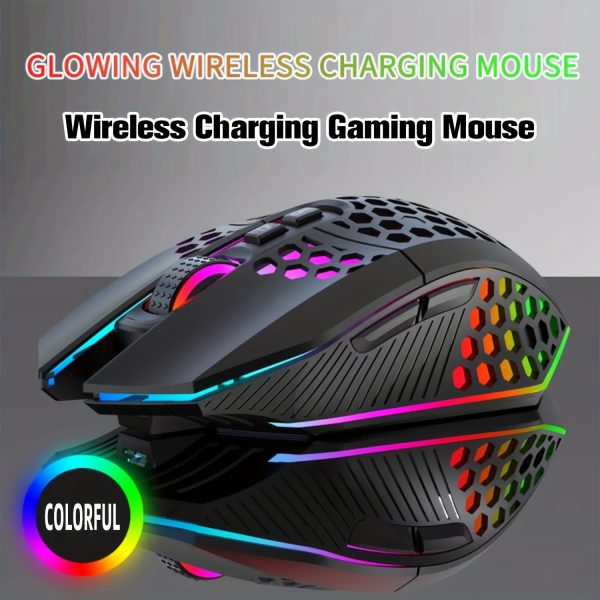 HXSJ T500 Wireless Gaming Mouse - Ergonomic Design with RGB Lighting, Type-C USB Charging, Honeycomb Shell, Right-Handed, Optical Precision for Office & Gaming