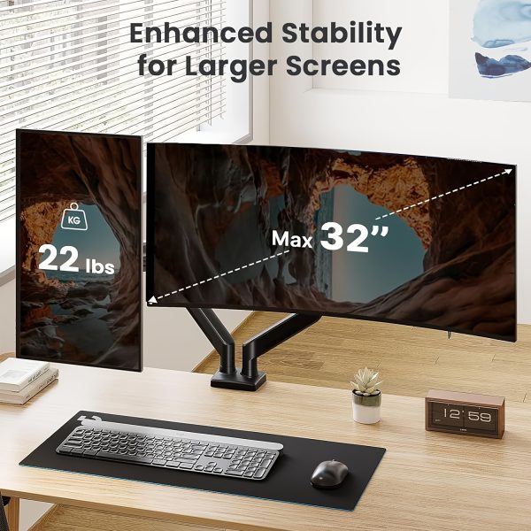 Adjustable Height Monitor Stand Arm for 33.02-81.28 cm Screens, Single Arm Supports Up to 9kg, Iron Construction with Enhanced Stability, Ergonomic Design for Optimal Viewing Comfort