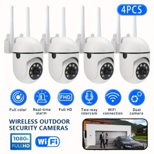 2pcs/4pcs Optional Wireless 1080P HD Smart 2.4G WIFI Security Camera: Pan/Tilt/Zoom, Color Night Vision, 2-Channel Audio, Motion Tracking Suitable for Youngsters and Pet Monitoring, Indoor/Outdoor Use