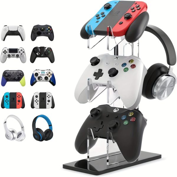 1pc Three-layer Acrylic Game Controller Holder, Suitable for PS4/PS5/ONE/Switch/Xbox Desktop Game Controller Holder, Headphone Storage and Hanging Rack