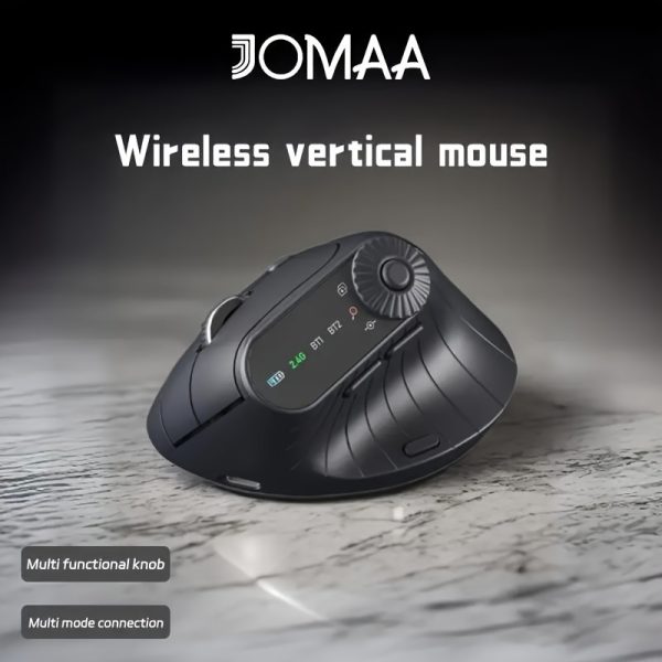 JOMAA Ergonomic Vertical Mouse with LED Display, Animal Print, Optical Movement Detection, Rechargeable 500mAh Polymer Battery, Right-Handed Metal Wireless Mouse, Compatible with Windows 10, Multi-Mode Connection (2.4G/3G/4G/5G), Crystal Embellishment, Notebook-Optimized, Battery Powered