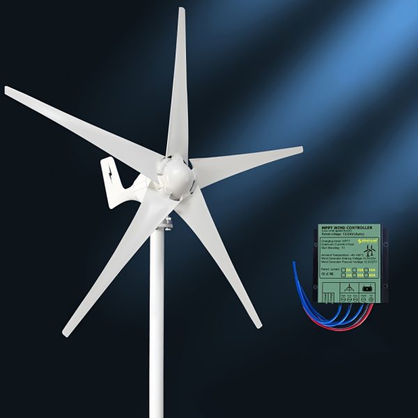SMARAAD RENEWABLE 800W Wind Turbine Generator Kit, 12V/24V Wind Power Generator with Charge Controller, Hard-Wired Power Supply, Suitable for RV, Home, Hybrid Solar Wind System, Below 50V Acceptance