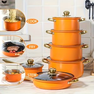 VIVIDAY Stainless Steel Cookware Set, Non-Stick Wok and Pots, Gas and Induction Cooker Suitable, Light Smoke and Low Oil Cooking, Versatile Soup Pot Collection, Cookware Set