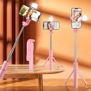 Multifunctional Mobile Phone Selfie Stick Tripod with Automatic Rotation, Portable Multifunctional Photography Live Broadcast Telescopic Bracket Artifact 360 Full Body Triangle Support Bracket Photography Artifact