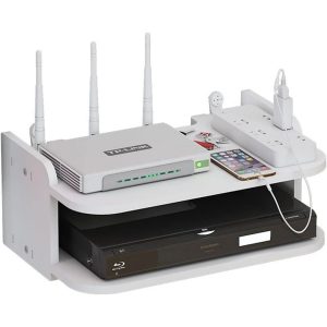 1pc WiFi Router Storage Rack Wall Racks Wireless WiFi Router Storage Box Set Top Box Rack Punch Free WiFi Router Storage Box Power Strip Protector Storage Box