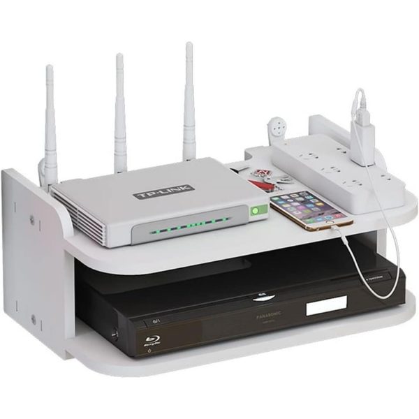 1pc WiFi Router Storage Rack Wall Racks Wireless WiFi Router Storage Box Set Top Box Rack Punch Free WiFi Router Storage Box Power Strip Protector Storage Box
