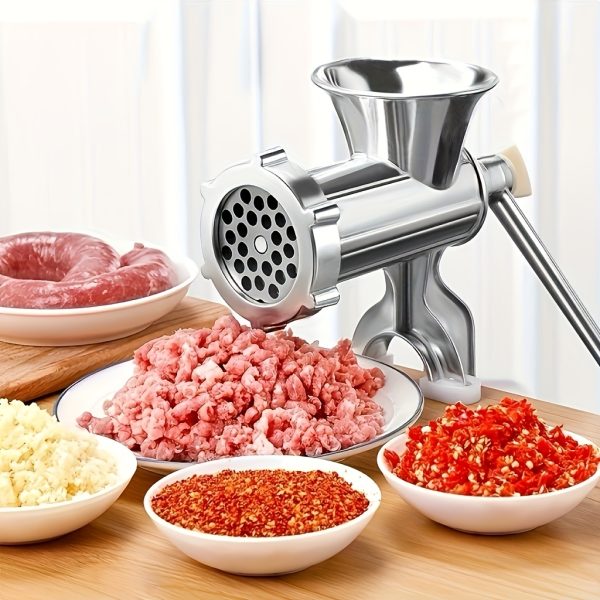 1pc PMMJ Manual Meat Grinder, Stainless Steel Hand Crank Food Processor with Table Clamps, Multipurpose Kitchen Tool for Grinding Meat and Vegetables, No Electricity or Battery Required