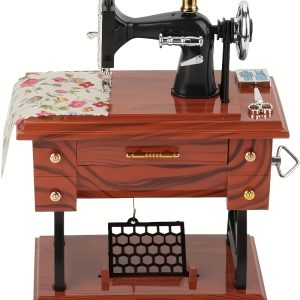 Vintage-Inspired Mini Sewing Machine Music Box - European Retro Design, Wind-Up Mechanical Clockwork, Perfect for Home Decor & Birthday Gifts