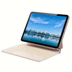 Faux Leather Keyboard Case for iPad Air 5/4, for iPad Pro 11/12.9/13 Inch, Magnetic Stand, Multi-Touch Trackpad, 7-Color Backlit, Slim & Portable Design, Compatible with Latest iPad Models
