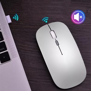 Rechargeable Wireless Mute Mouse, 2.4G Portable USB Optical Wireless Computer Mouse For Laptop Without Driver Installed