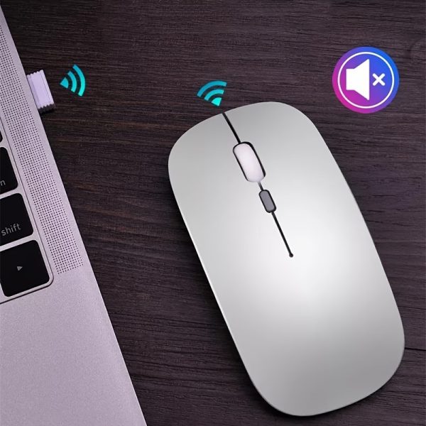Rechargeable Wireless Mute Mouse, 2.4G Portable USB Optical Wireless Computer Mouse For Laptop Without Driver Installed