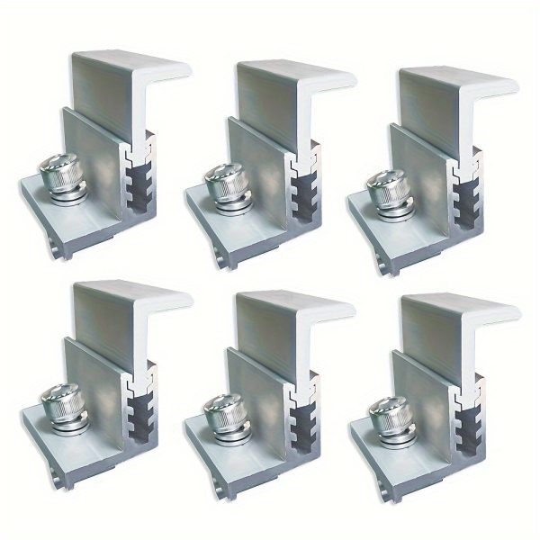 6-Pack Adjustable Side Clamping Solar Panel Mounting Brackets, Conductive Material, No Electricity Needed - Versatile Positioning for Solar & Wind Power System Installations