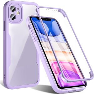 360 Full Body Protective Case for iPhone 16 15 14 13 12 11 XS Max XR XS 7 8 Plus with Built-in Screen Protector, Slim Full Body Rugged Soft TPU Bumper Protective Phone Cover