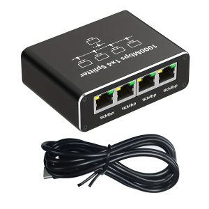 Ethernet Switch 1 to 4 High Speed 1000Mbps, Ethernet switch with power cord for Cat5/5e/6/7/8 cables Network switch Ethernet hub for connecting up to 4 devices simultaneously