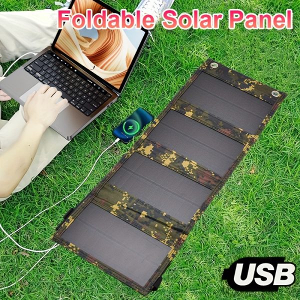 1pc Portable Foldable Solar Panels, Outdoor Waterproofing, USB Interface Solar Panel For Outdoor Travel And Camping, Mobile Phone Battery And Tablets Charger Charging Bank, Fan, Flashlight